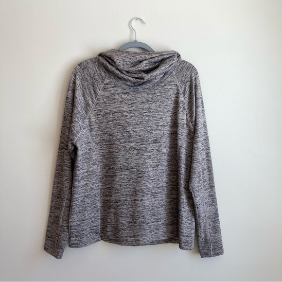 Athleta Gray Heathered Knit Cowl Hooded Sweatshirt L - Picture 1 of 12